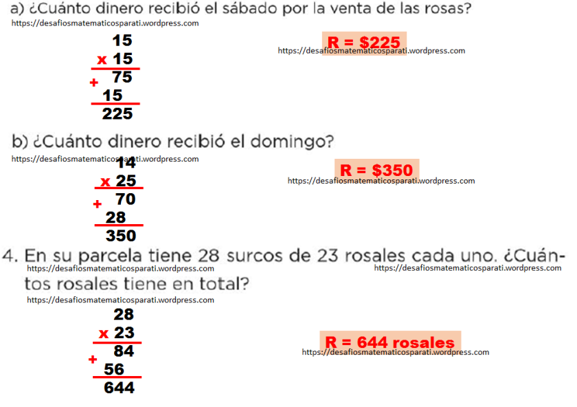 Desafio 54 Los Ramos De Rosas Con Respuestas Desafios Matematicos
